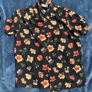 flowered button down blouse